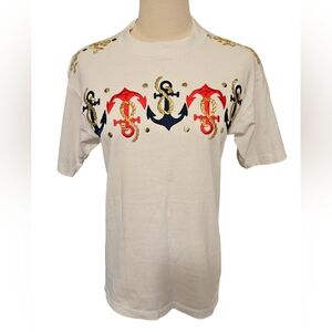 Vintage 80s Tee Time Nautical Theme Tee Shirt Women's